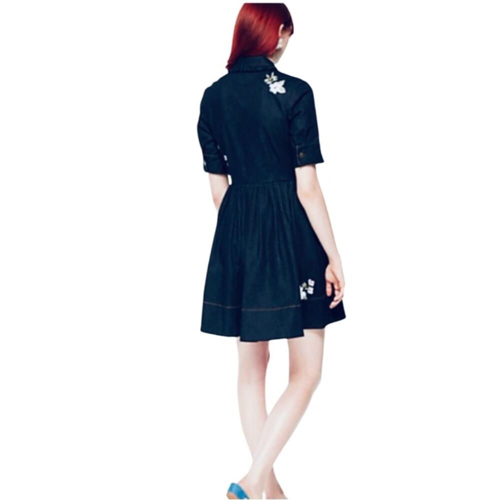Kate Spade Embroidered Denim Shirt Dress Size 2 - Picture 12 of 14